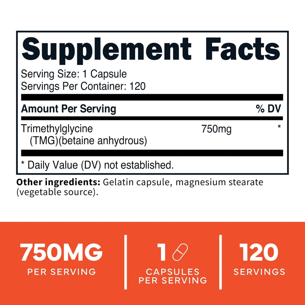 Type Zero Clean TMG Trimethylglycine Capsules (120 Servings) - Non GMO, Gluten Free - TrustMedUSA