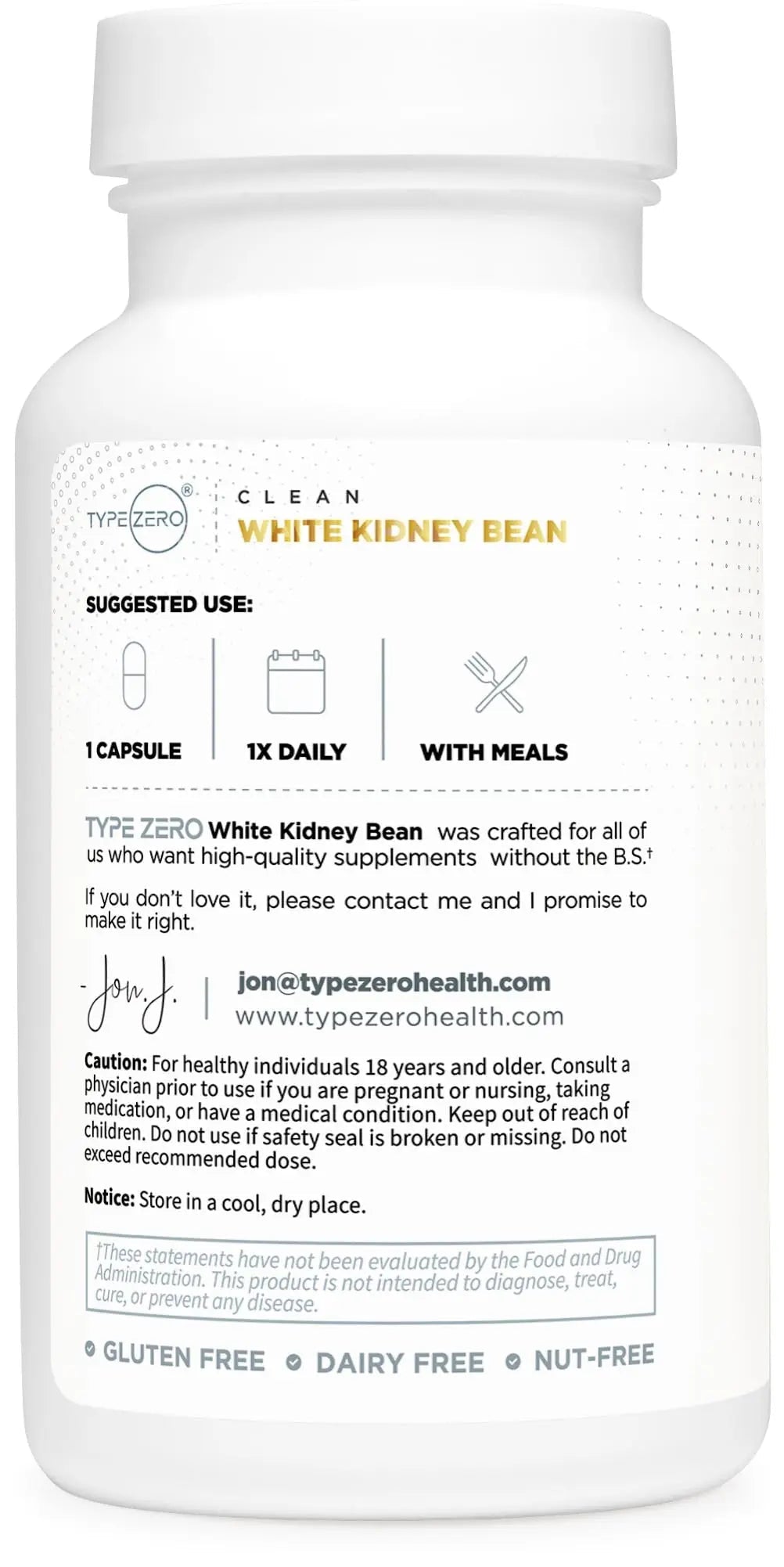 Type Zero Clean White Kidney Bean Capsules (6,500 MG Equivalent Per Serving, 90 Count) - Non-GMO, Gluten Free - TrustMedUSA
