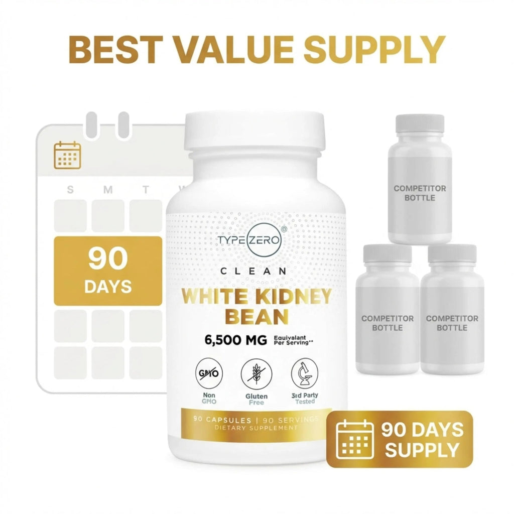 Type Zero Clean White Kidney Bean Capsules (6,500 MG Equivalent Per Serving, 90 Count) - Non-GMO, Gluten Free - TrustMedUSA