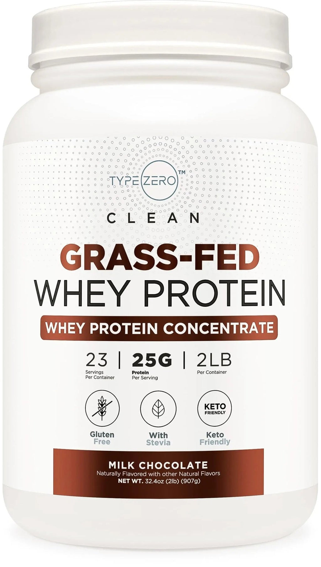 Type Zero Grass Fed Whey Protein Concentrate Powder (Chocolate, 2LBS) - Gluten Free - TrustMedUSA