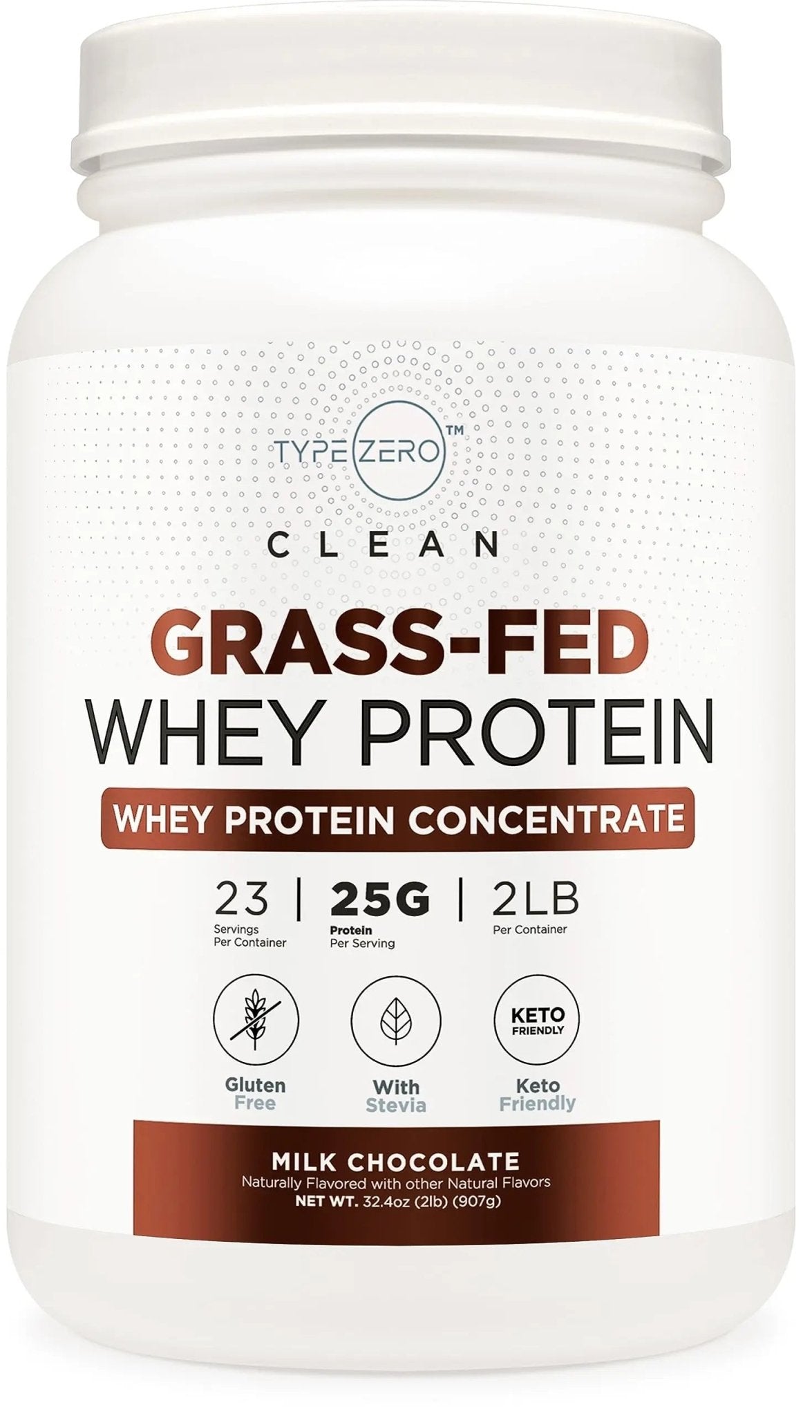 Type Zero Grass Fed Whey Protein Concentrate Powder (Chocolate, 2LBS) - Gluten Free - TrustMedUSA
