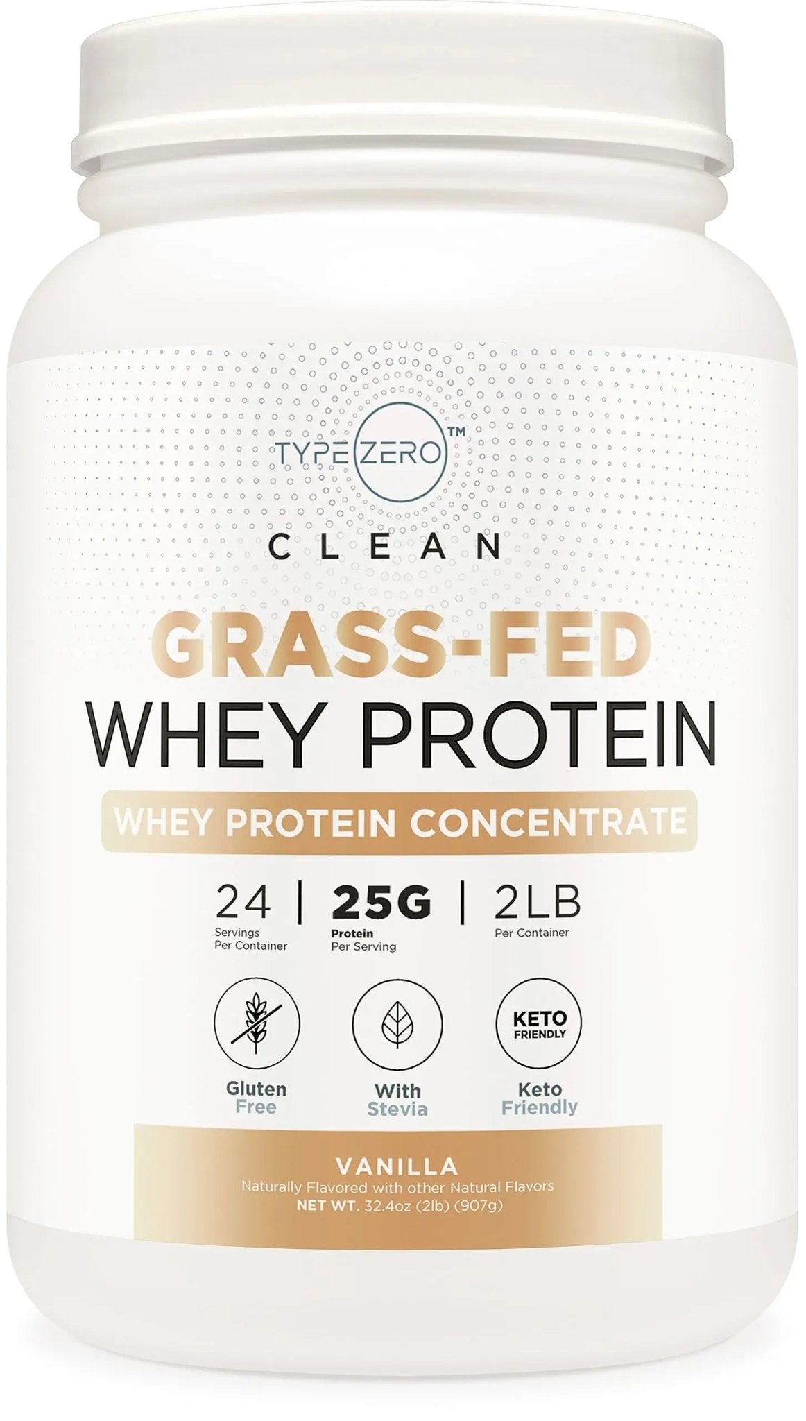 Type Zero Grass Fed Whey Protein Concentrate Powder (Vanilla, 2LBS) - Gluten Free - TrustMedUSA