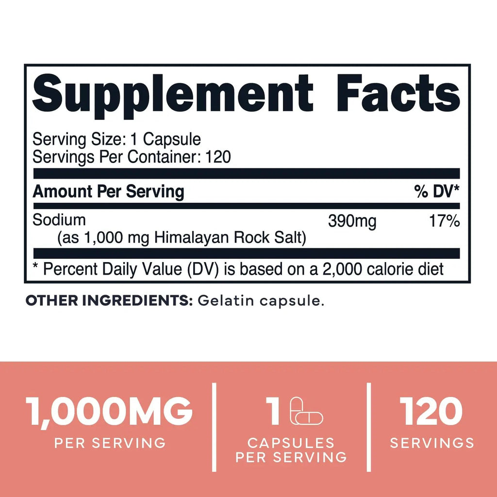 Type Zero Himalayan Rock Salt Capsules (120 Capsules) (1000mg per Serving) - TrustMedUSA