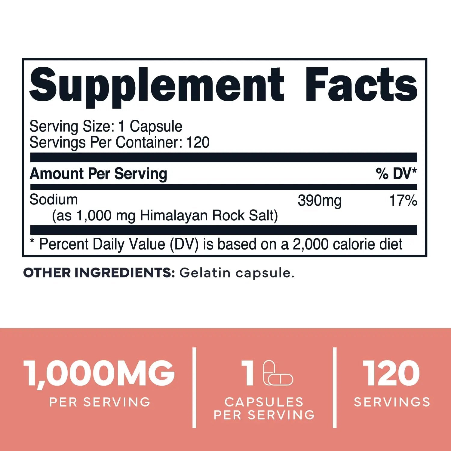 Type Zero Himalayan Rock Salt Capsules (120 Capsules) (1000mg per Serving) - TrustMedUSA