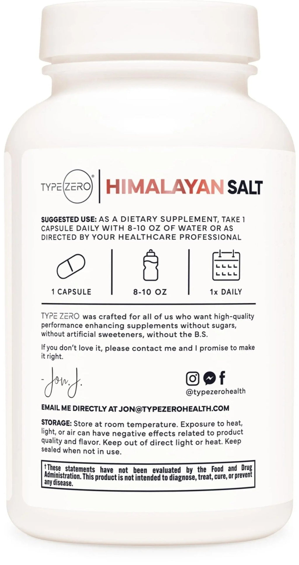 Type Zero Himalayan Rock Salt Capsules (120 Capsules) (1000mg per Serving) - TrustMedUSA