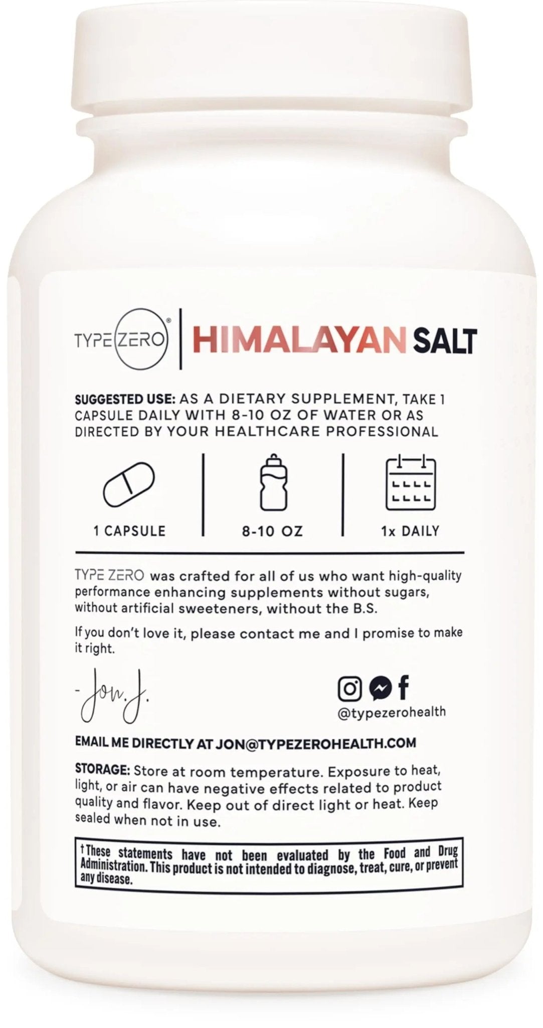 Type Zero Himalayan Rock Salt Capsules (120 Capsules) (1000mg per Serving) - TrustMedUSA
