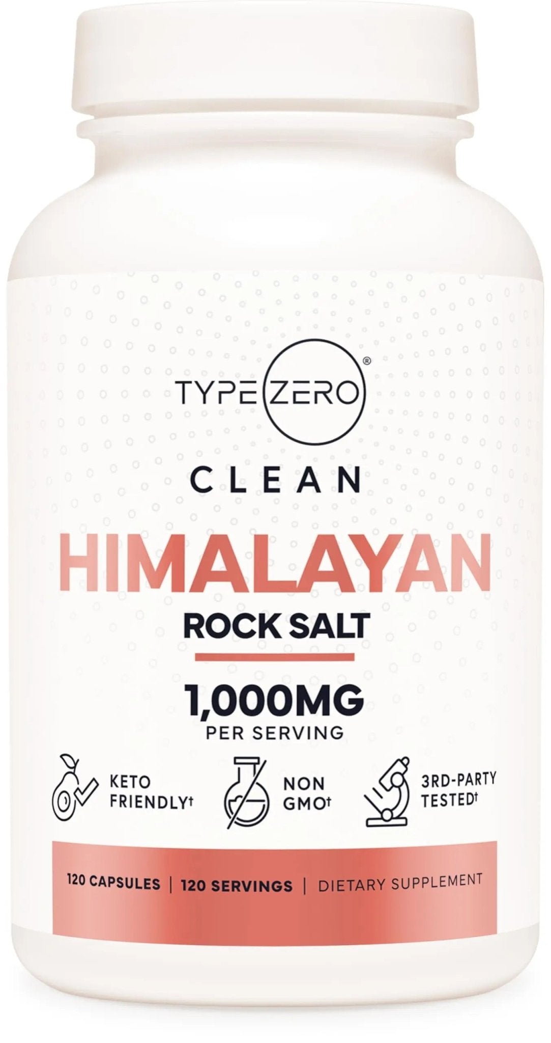 Type Zero Himalayan Rock Salt Capsules (120 Capsules) (1000mg per Serving) - TrustMedUSA