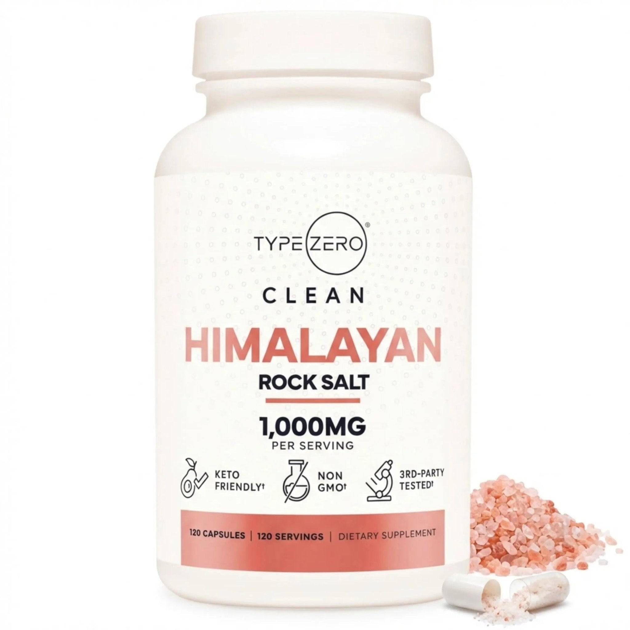 Type Zero Himalayan Rock Salt Capsules (120 Capsules) (1000mg per Serving) - TrustMedUSA