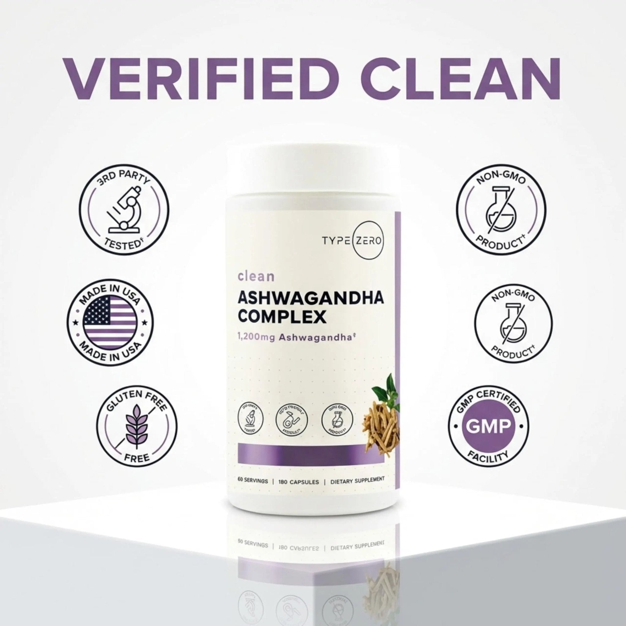 Type Zero KSM-66 Ashwagandha Root Extract 1,200mg, 60 Servings - High Potency 5% Withanolides - with Turmeric, Rhodiola Rosea and BioPerine Black Pepper Extract - 180 Veggie Caps - TrustMedUSA