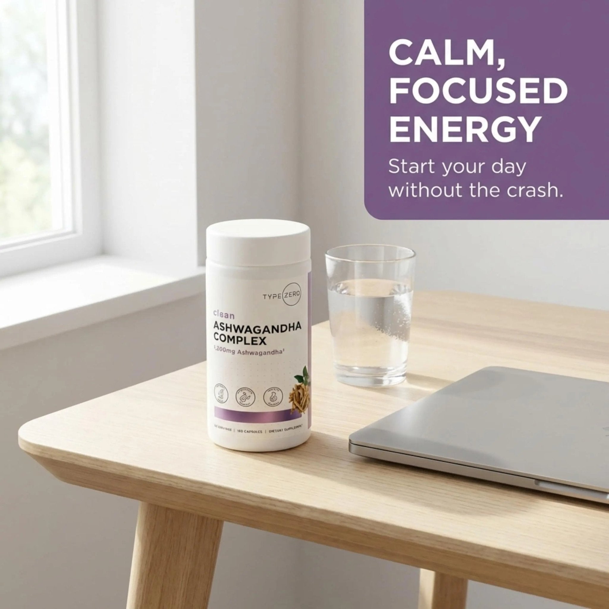 Type Zero KSM-66 Ashwagandha Root Extract 1,200mg, 60 Servings - High Potency 5% Withanolides - with Turmeric, Rhodiola Rosea and BioPerine Black Pepper Extract - 180 Veggie Caps - TrustMedUSA