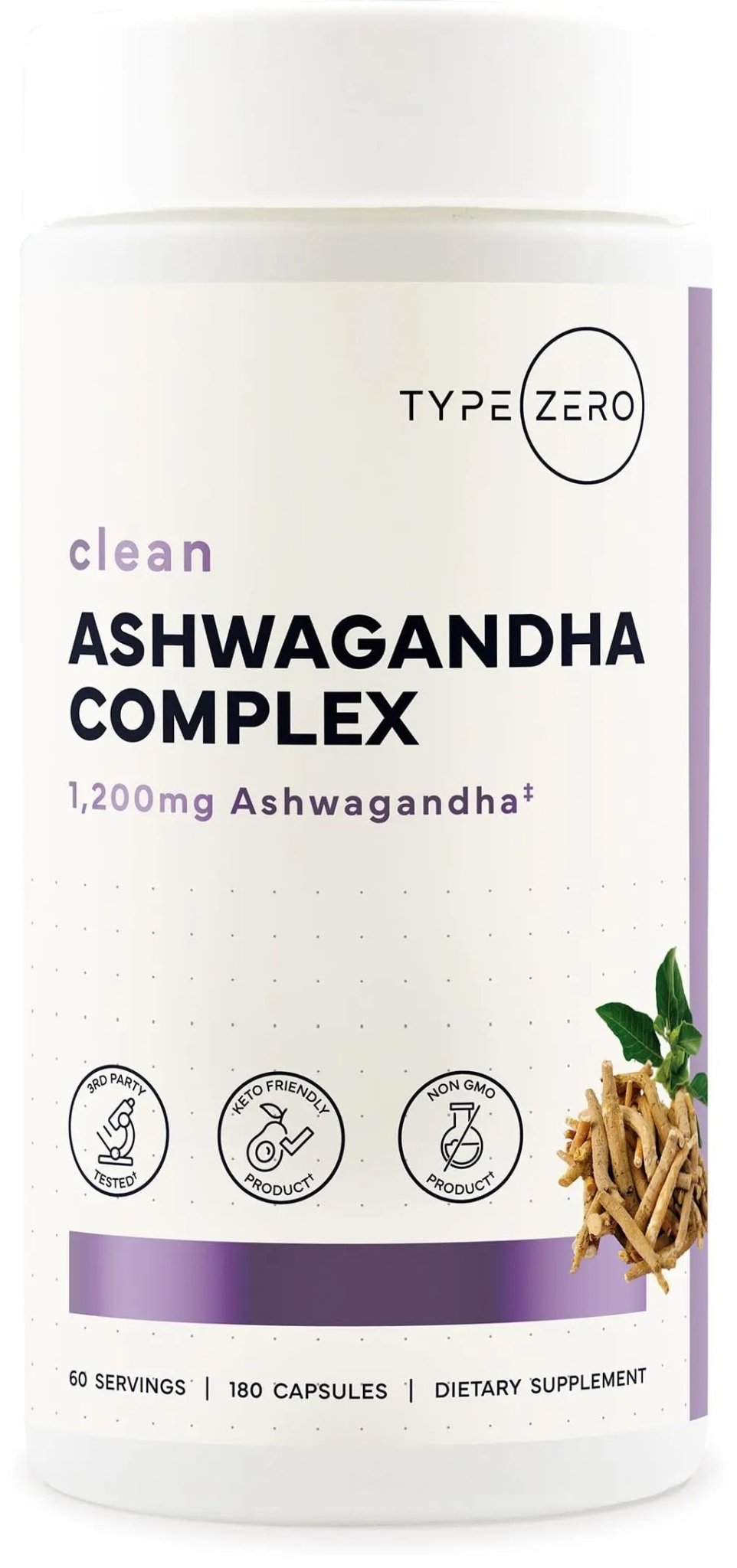 Type Zero KSM-66 Ashwagandha Root Extract 1,200mg, 60 Servings - High Potency 5% Withanolides - with Turmeric, Rhodiola Rosea and BioPerine Black Pepper Extract - 180 Veggie Caps - TrustMedUSA