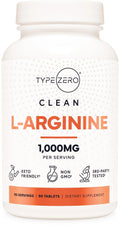 Type Zero L-Arginine 90 Tablets 1,000 mg per Serving - Non-GMO - TrustMedUSA