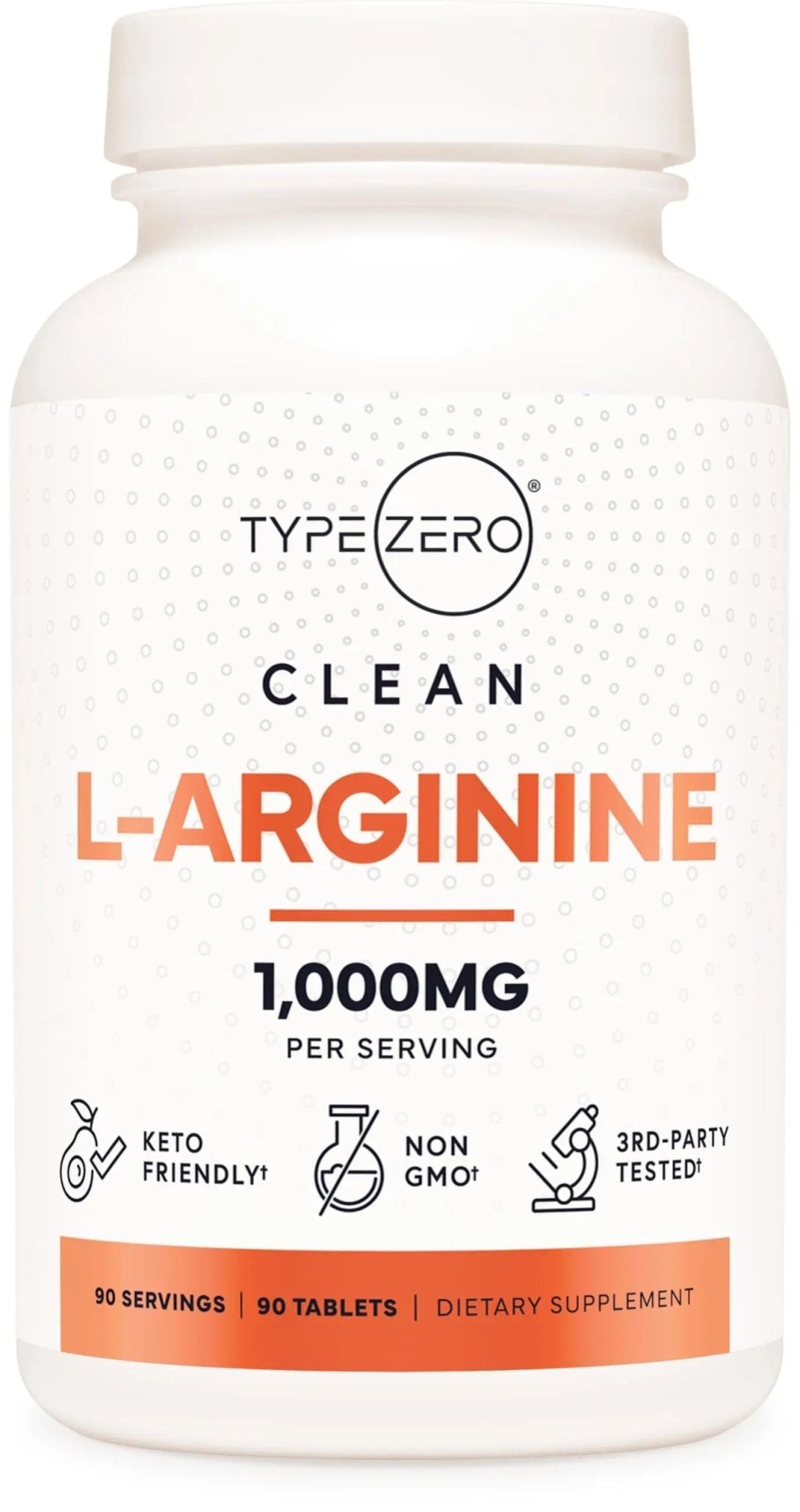 Type Zero L-Arginine 90 Tablets 1,000 mg per Serving - Non-GMO - TrustMedUSA