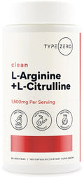 Type Zero L-Arginine + L-Citrulline Supplement (1500mg) - Nitric Oxide Booster - Clean, Keto-Friendly, GMO-Free, 180 Capsules, 90 Servings - TrustMedUSA