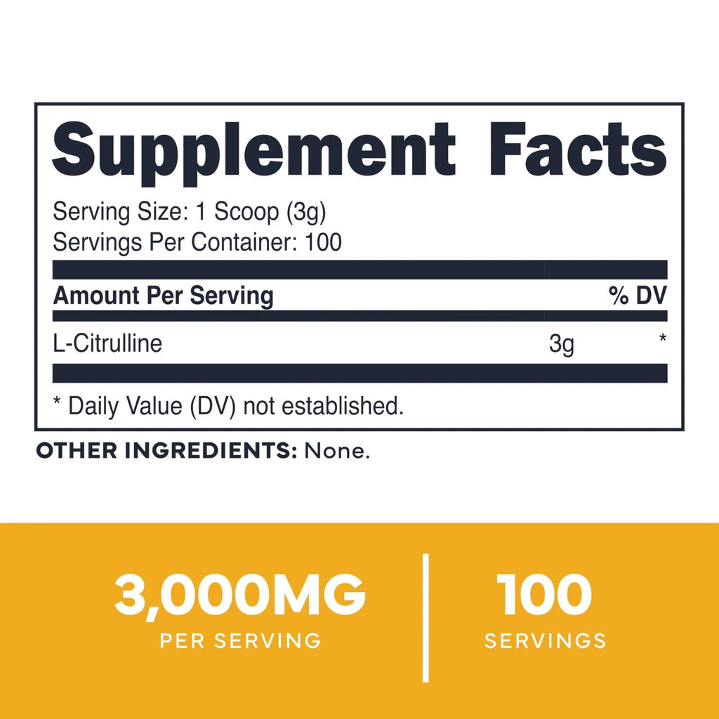 Type Zero L-Citrulline Base Powder, 3,000mg Per Serving - 100 Servings - TrustMedUSA