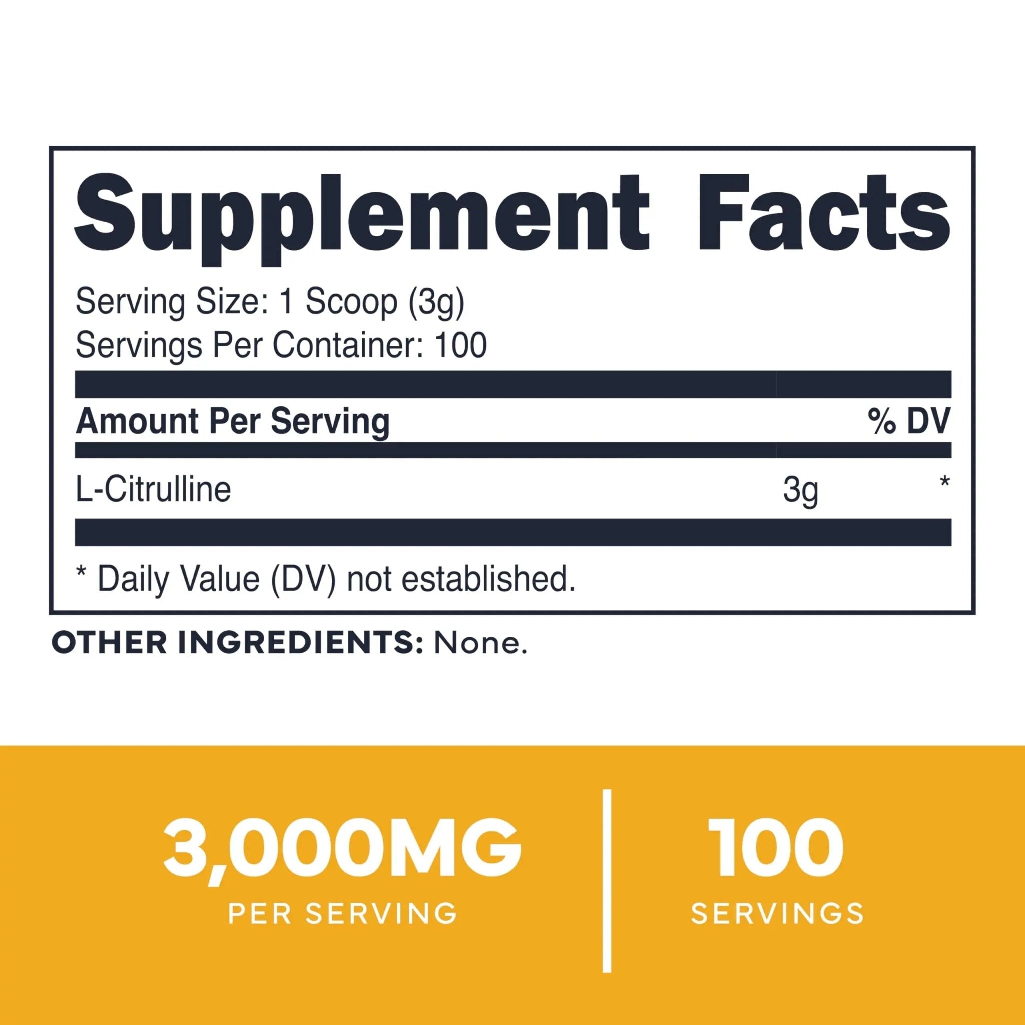 Type Zero L-Citrulline Base Powder, 3,000mg Per Serving - 100 Servings - TrustMedUSA
