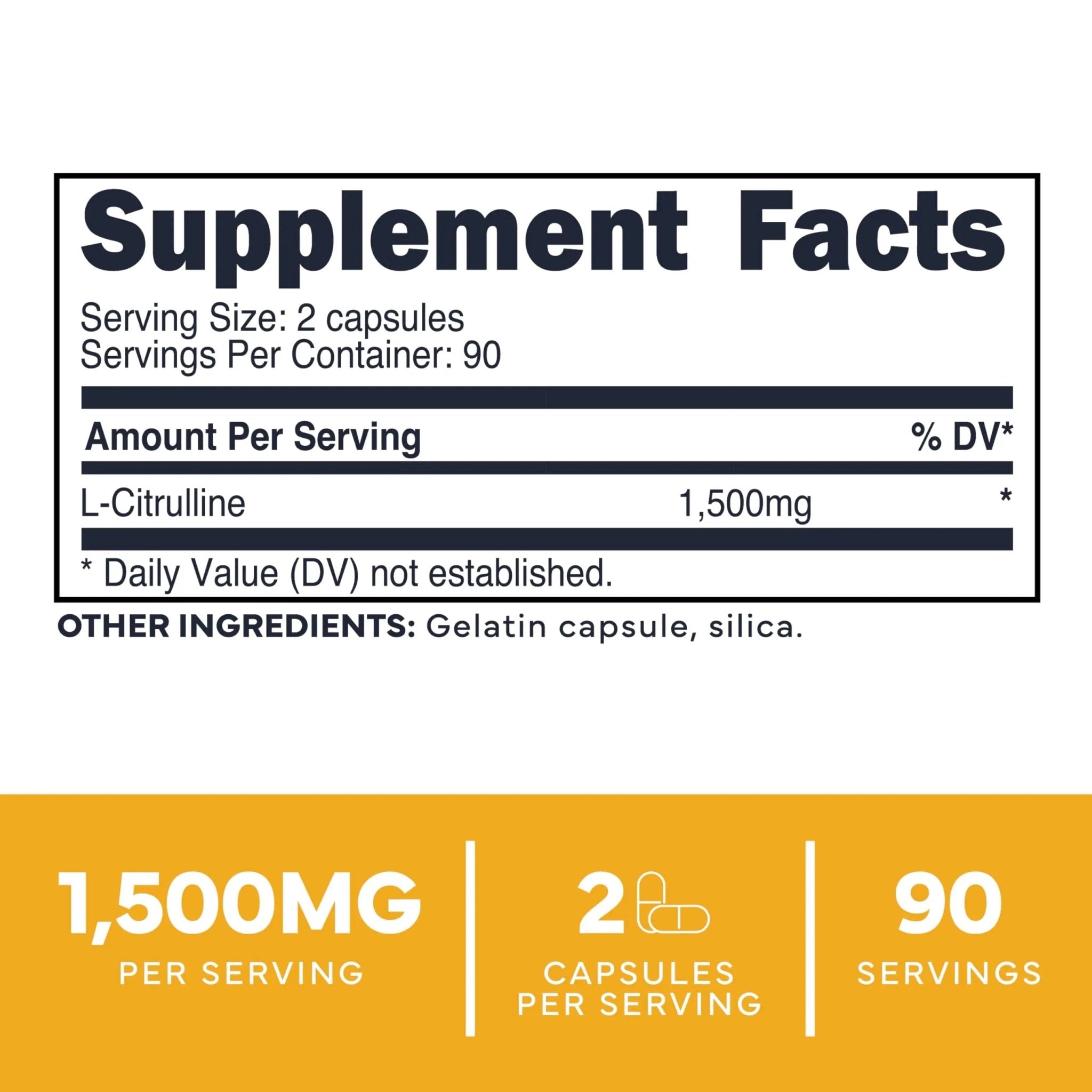 Type Zero L-Citrulline Capsules (180 Capsules) (1500 mg per Serving) - GMO-Free - TrustMedUSA