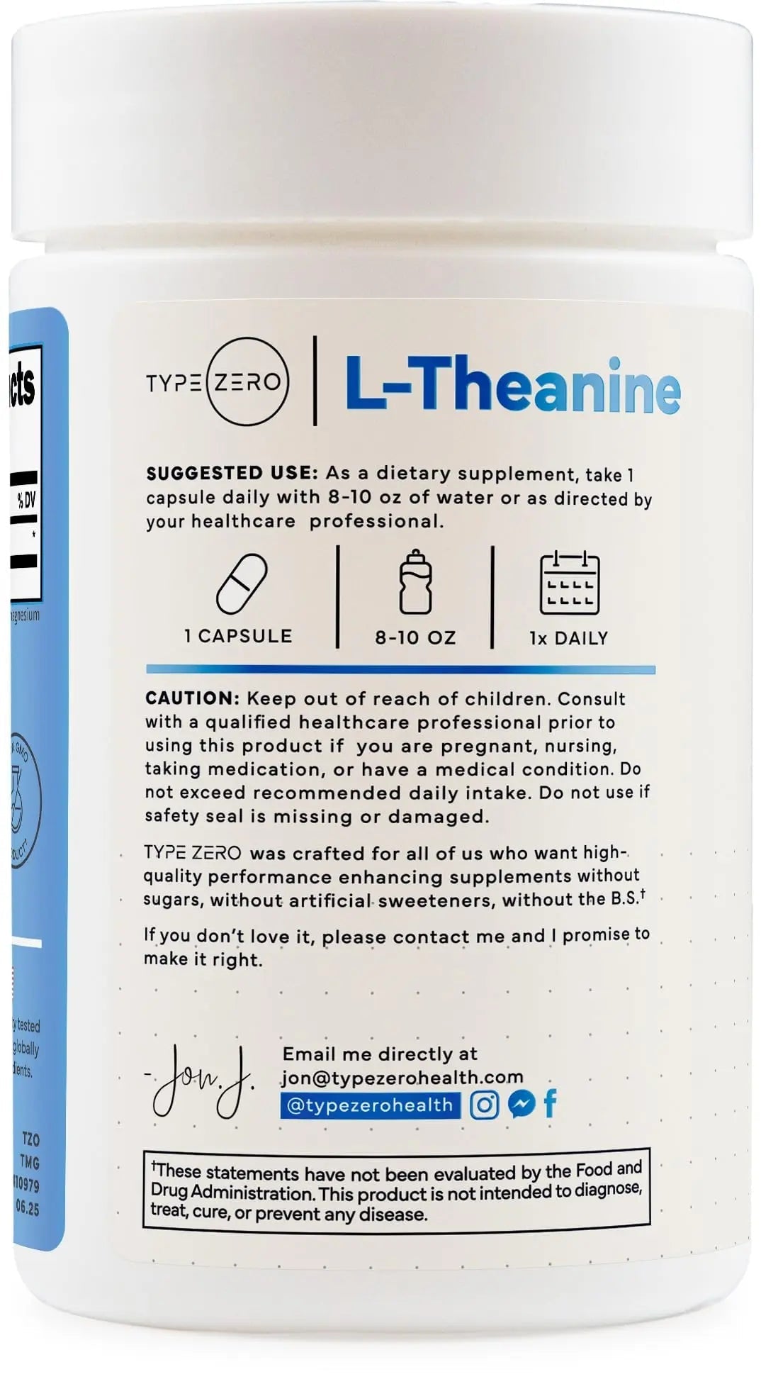 Type Zero L-Theanine (200mg) 200 Capsules - Clean L-Theanine Supplement, Keto, GMO-Free - TrustMedUSA