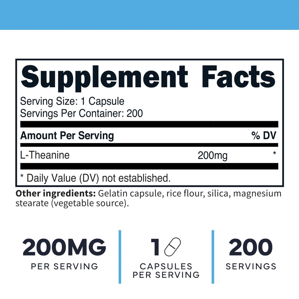 Type Zero L-Theanine (200mg) 200 Capsules - Clean L-Theanine Supplement, Keto, GMO-Free - TrustMedUSA