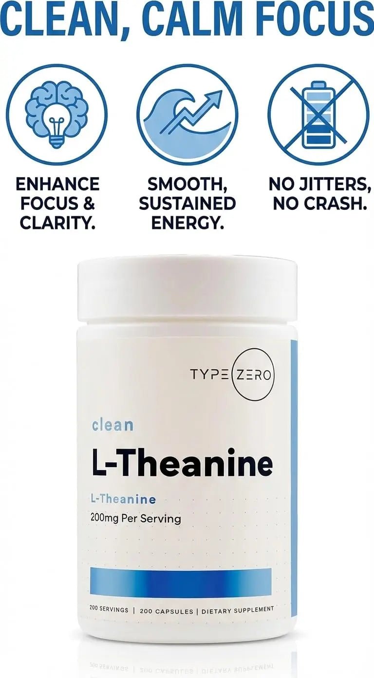 Type Zero L-Theanine (200mg) 200 Capsules - Clean L-Theanine Supplement, Keto, GMO-Free - TrustMedUSA