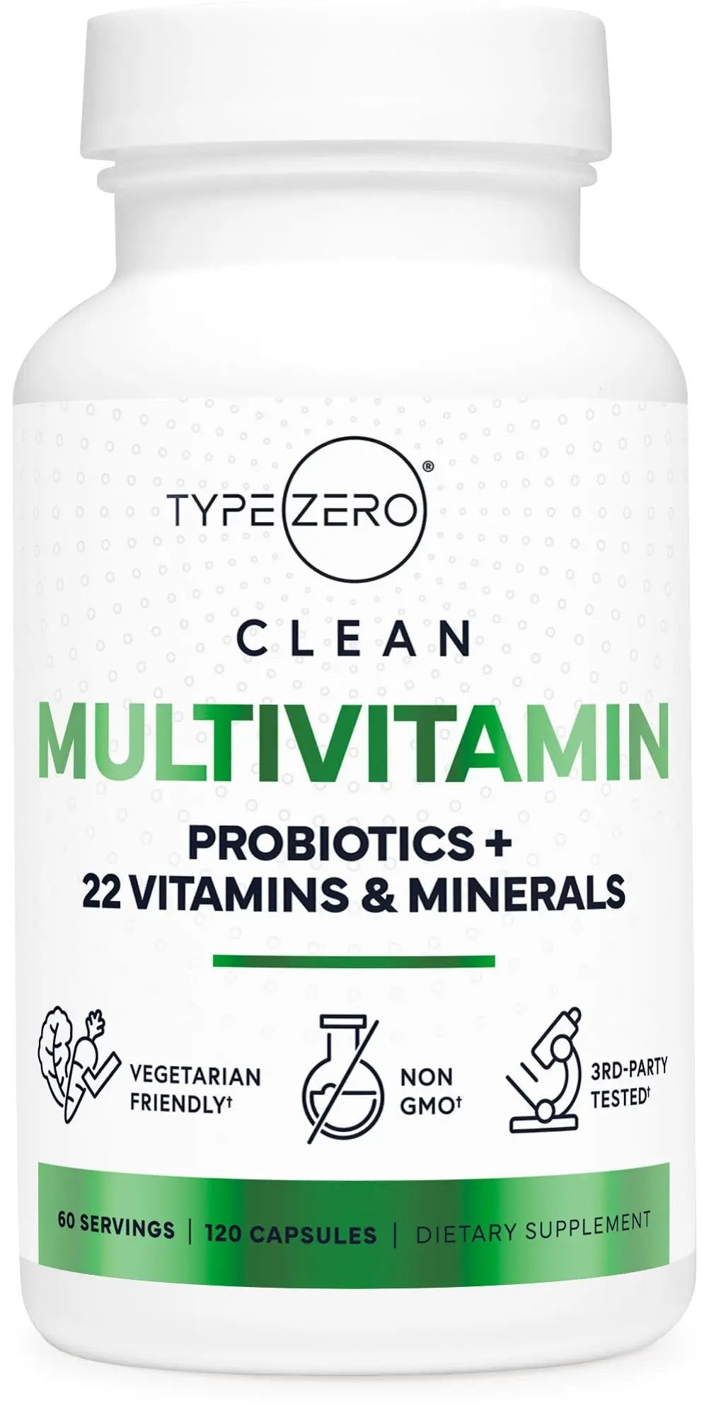 Type Zero Multivitamin Capsules (120 Capsules) (1300 mg) - with Probiotics + 22 Vitamins and Minerals, GMO-Free - TrustMedUSA