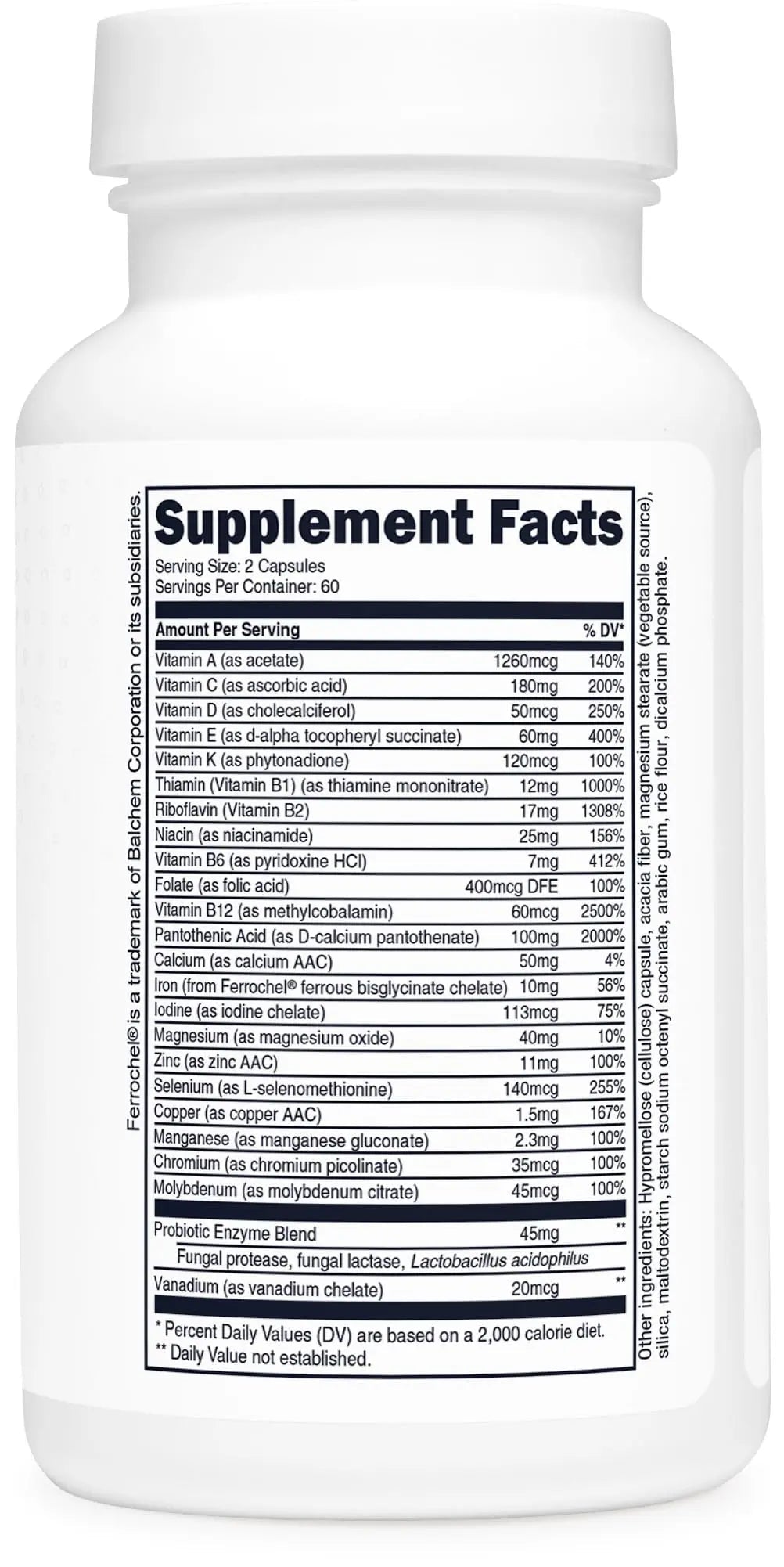 Type Zero Multivitamin Capsules (120 Capsules) (1300 mg) - with Probiotics + 22 Vitamins and Minerals, GMO-Free - TrustMedUSA
