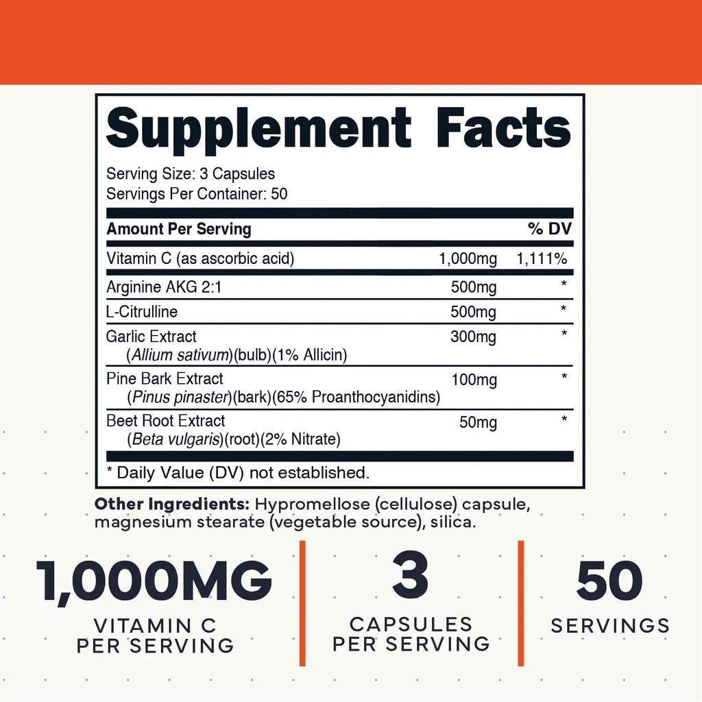 Type Zero Nitric Oxide 6X Booster, 150 Veggie Capsules - Natural Supplement - Beetroot, Arginine AKG, Citrulline, Pine Bark, Garlic & VIT C | Nitrous Oxide - TrustMedUSA