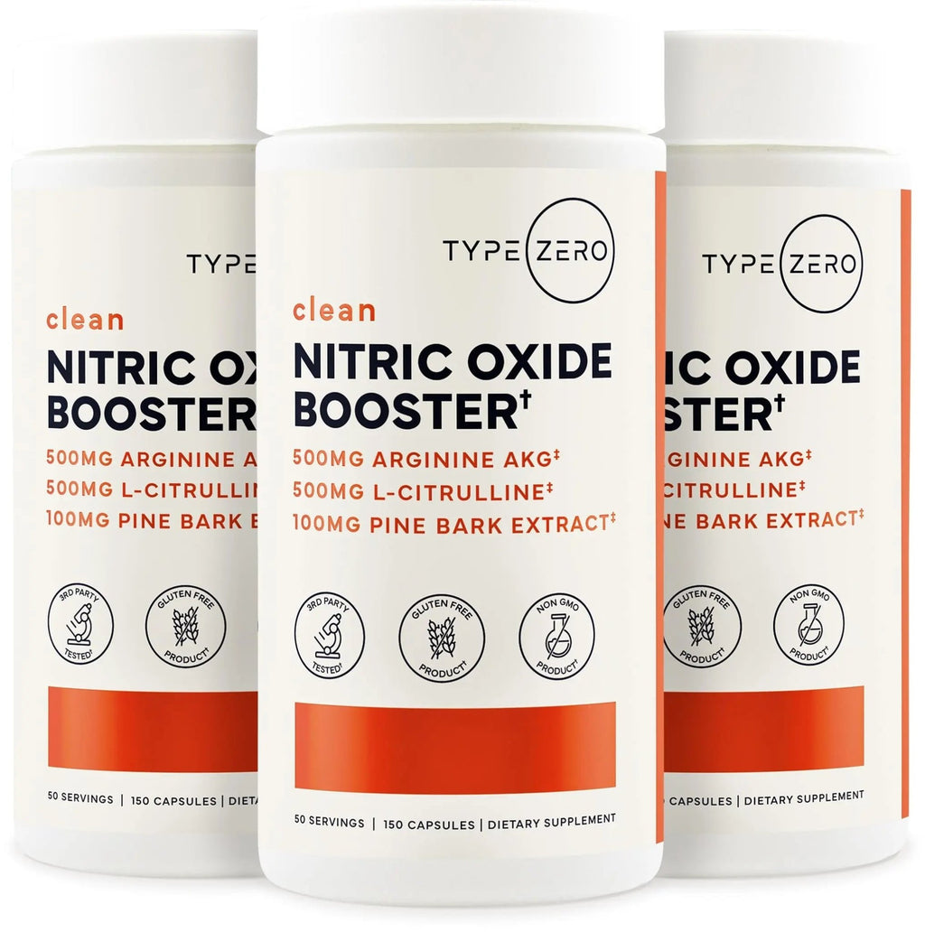Type Zero Nitric Oxide 6X Booster, 150 Veggie Capsules - Natural Supplement - Beetroot, Arginine AKG, Citrulline, Pine Bark, Garlic & VIT C | Nitrous Oxide - TrustMedUSA