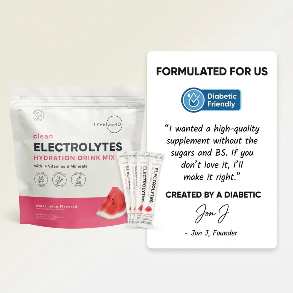Type Zero Sugar Free Electrolytes Powder Packets + Clean Hydration Powder Stick Packs with 14 Vitamins and Minerals - Watermelon Flavor, 30 Servings - TrustMedUSA