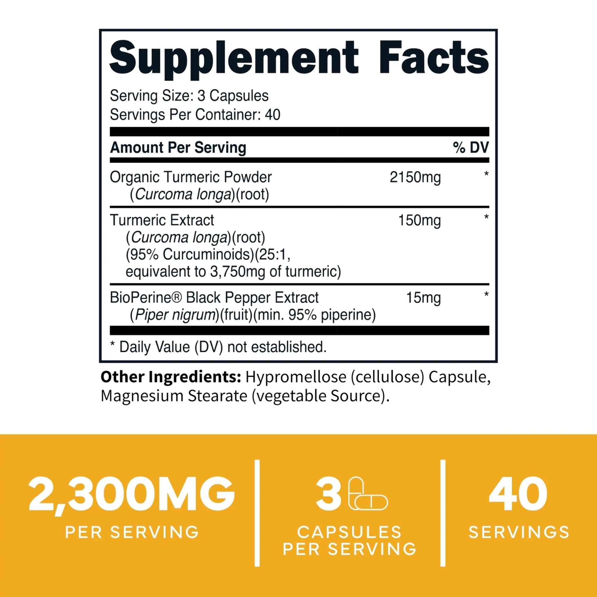 Type Zero Turmeric with Bioperine (120 Capsules) (2300mg per Serving) - GMO Free, Gluten Free, 3rd Party Tested - TrustMedUSA