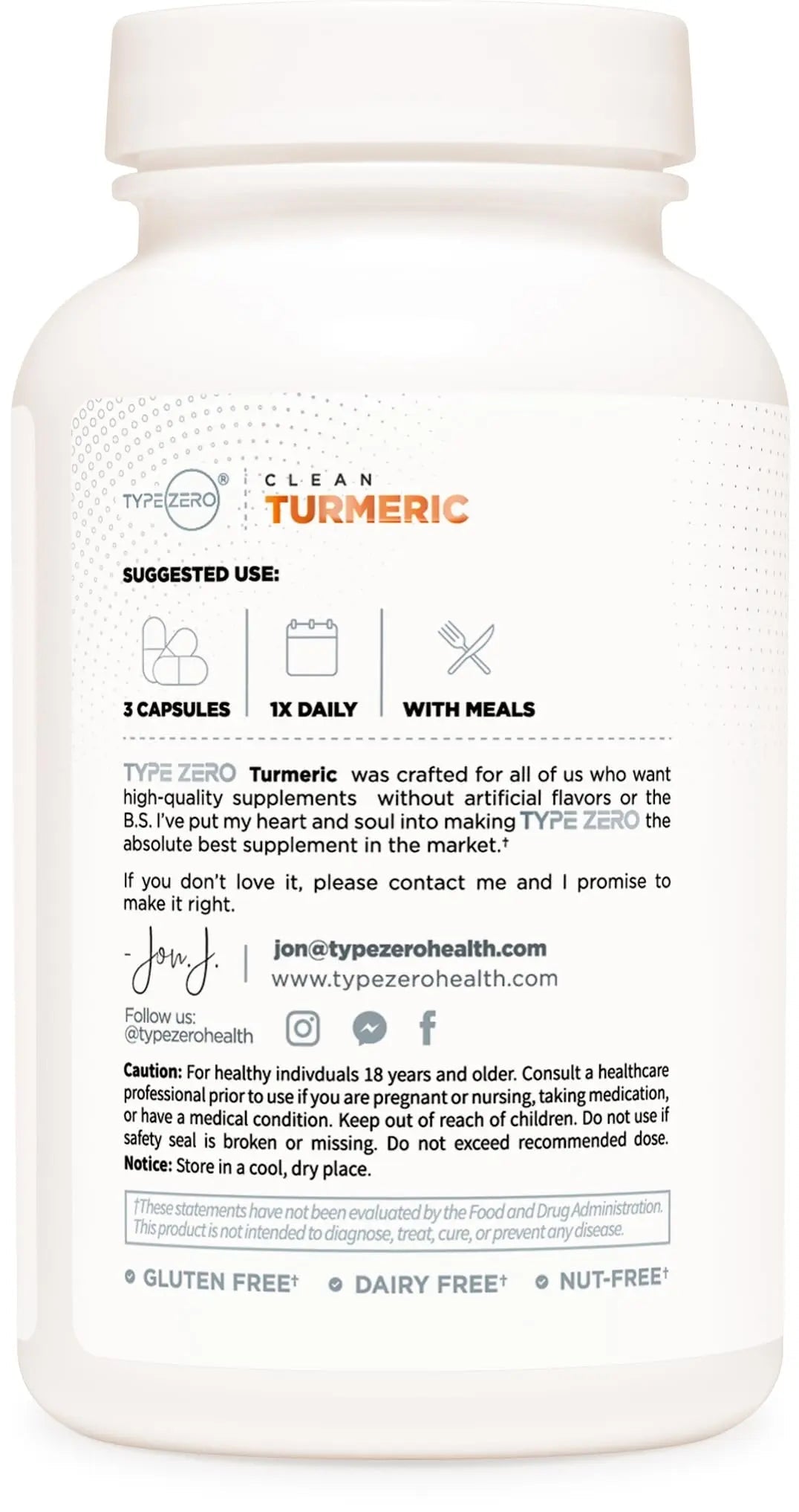 Type Zero Turmeric with Bioperine (120 Capsules) (2300mg per Serving) - GMO Free, Gluten Free, 3rd Party Tested - TrustMedUSA