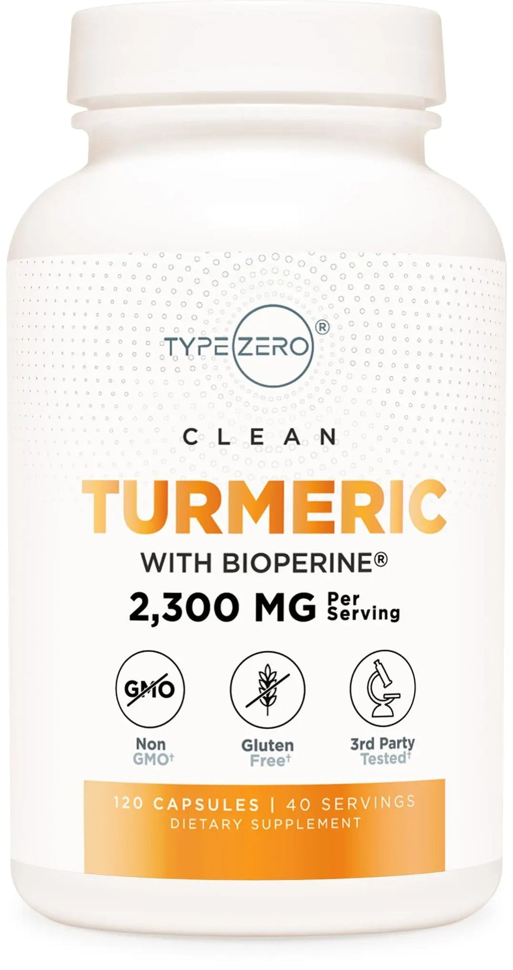 Type Zero Turmeric with Bioperine (120 Capsules) (2300mg per Serving) - GMO Free, Gluten Free, 3rd Party Tested - TrustMedUSA