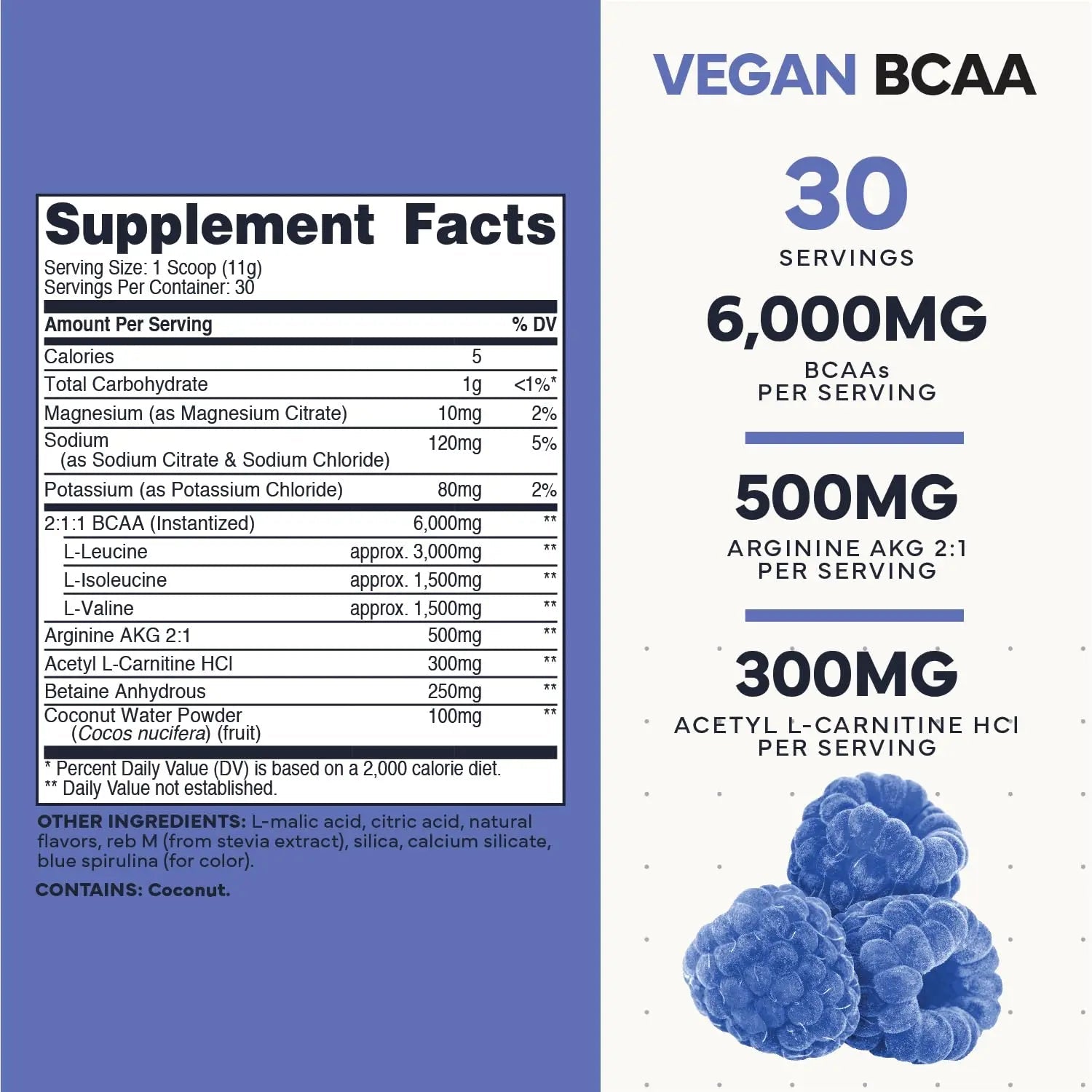 Type Zero Ultra Clean Vegan BCAA Powder + Electrolytes (Blue Raspberry | 6G) 2:1:1 Sugar-Free/No Sucralose BCAAs Amino Acids Supplement - BCAA Vegan Amino Acids After Workout Drink, 30 Servings - TrustMedUSA
