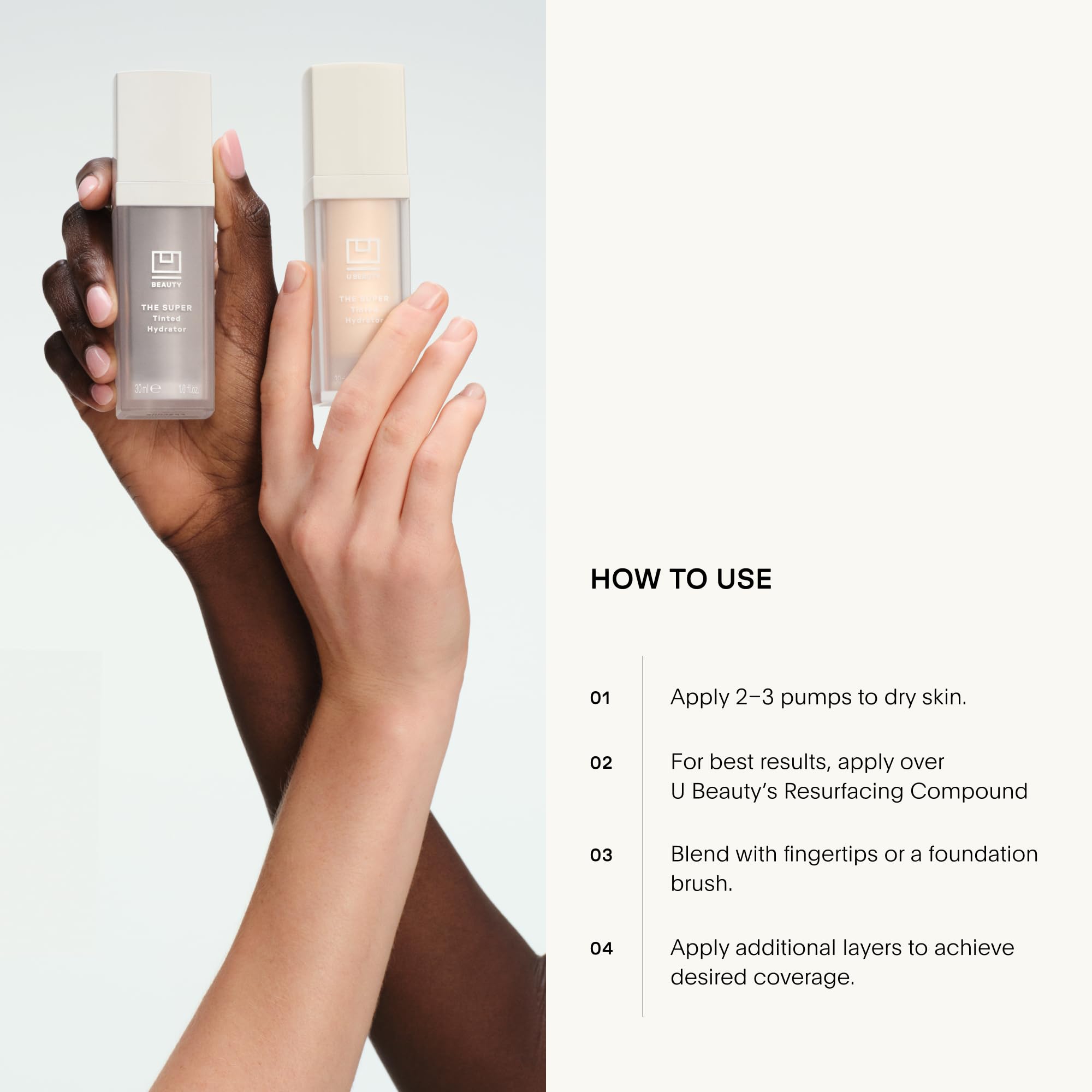 U Beauty The Super Tinted Hydrator Hyaluronic Acid Moisturizing Cream - Mega-Dose Skin Hydrator for Supple, Smooth, and Softer-Looking Skin For Up To 48 Hours - Shade 1-1.0 oz - TrustMedUSA