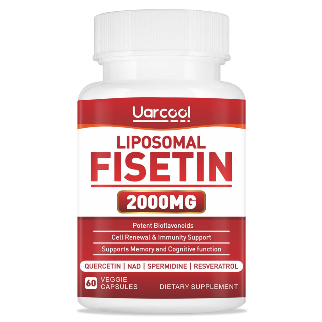 Uarcool Fisetin Supplement 2000mg for Healthy Aging and Longevity, Skin Health, Brain - Soy Free, Vegetarian - 60 Softgels - TrustMedUSA