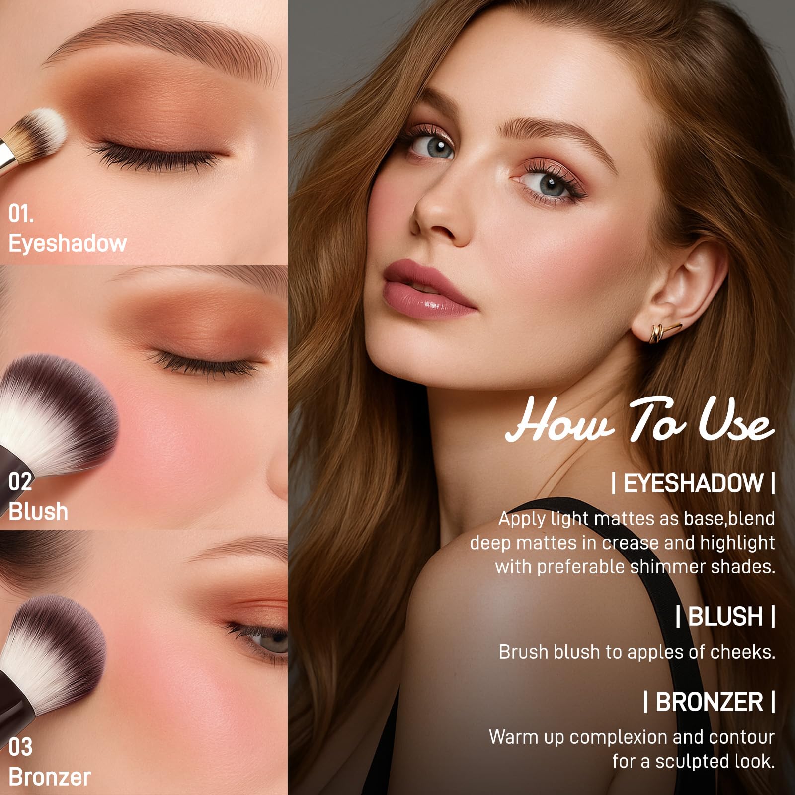 UCANBE Full Size Baked Makeup Palette Set - Include Blush, Bronzer, 8 Eyeshadows & Brushes, Pigmented All-in-One Face & Eye Compact Powder Beauty Holiday Gift Kit for Starter & Pros, Travel Friendly - TrustMedUSA