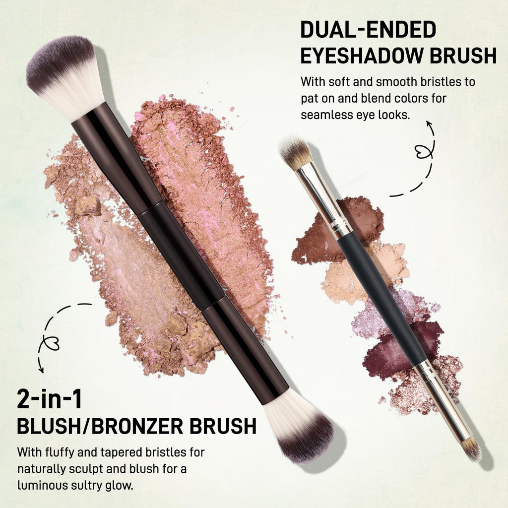 UCANBE Full Size Baked Makeup Palette Set - Include Blush, Bronzer, 8 Eyeshadows & Brushes, Pigmented All-in-One Face & Eye Compact Powder Beauty Holiday Gift Kit for Starter & Pros, Travel Friendly - TrustMedUSA