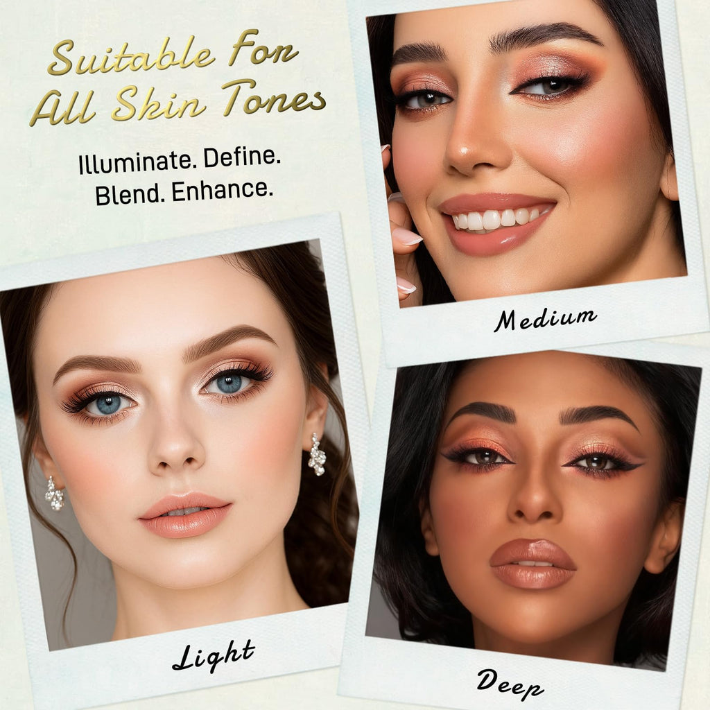 UCANBE Full Size Baked Makeup Palette Set - Include Blush, Bronzer, 8 Eyeshadows & Brushes, Pigmented All-in-One Face & Eye Compact Powder Beauty Holiday Gift Kit for Starter & Pros, Travel Friendly - TrustMedUSA