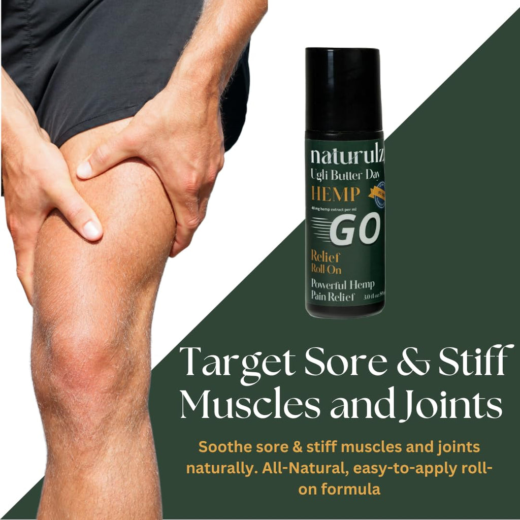 Ugli Butter Hemp Daytime Roll-On 3oz – Soothing Roll-On with Oregon-Grown Hemp, Capsaicin, Arnica & Turmeric for Back, Knee, Leg, Hip Soreness & Discomfort, Ideal for Neck & Shoulder Tightness - TrustMedUSA