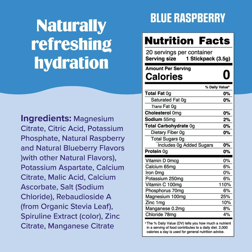 Ultima Replenisher Daily Electrolyte Drink Mix – Blue Raspberry, 20 Stickpacks – Hydration - TrustMedUSA