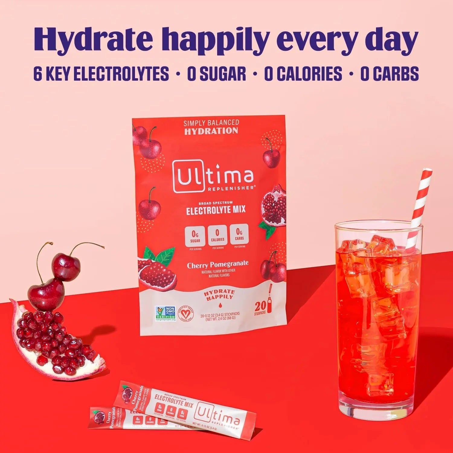 Ultima Replenisher Daily Electrolyte Drink Mix – Cherry Pomegranate, 20 Stickpacks - TrustMedUSA
