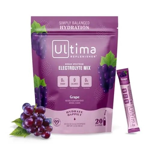 Ultima Replenisher Daily Electrolyte Drink Mix – Grape, 20 Stickpacks – Hydration Packets - TrustMedUSA