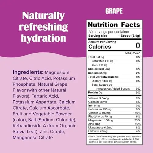 Ultima Replenisher Daily Electrolyte Drink Mix – Grape, 30 Servings – Hydration Powder - TrustMedUSA