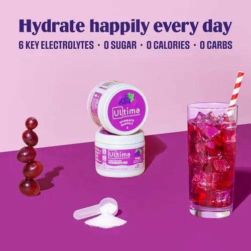 Ultima Replenisher Daily Electrolyte Drink Mix – Grape, 30 Servings – Hydration Powder - TrustMedUSA