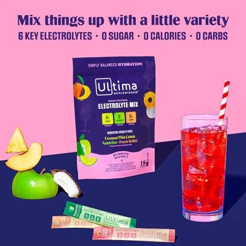 Ultima Replenisher Daily Electrolyte Drink Mix – Mocktini Variety, 18 Stickpacks – Hydration - TrustMedUSA