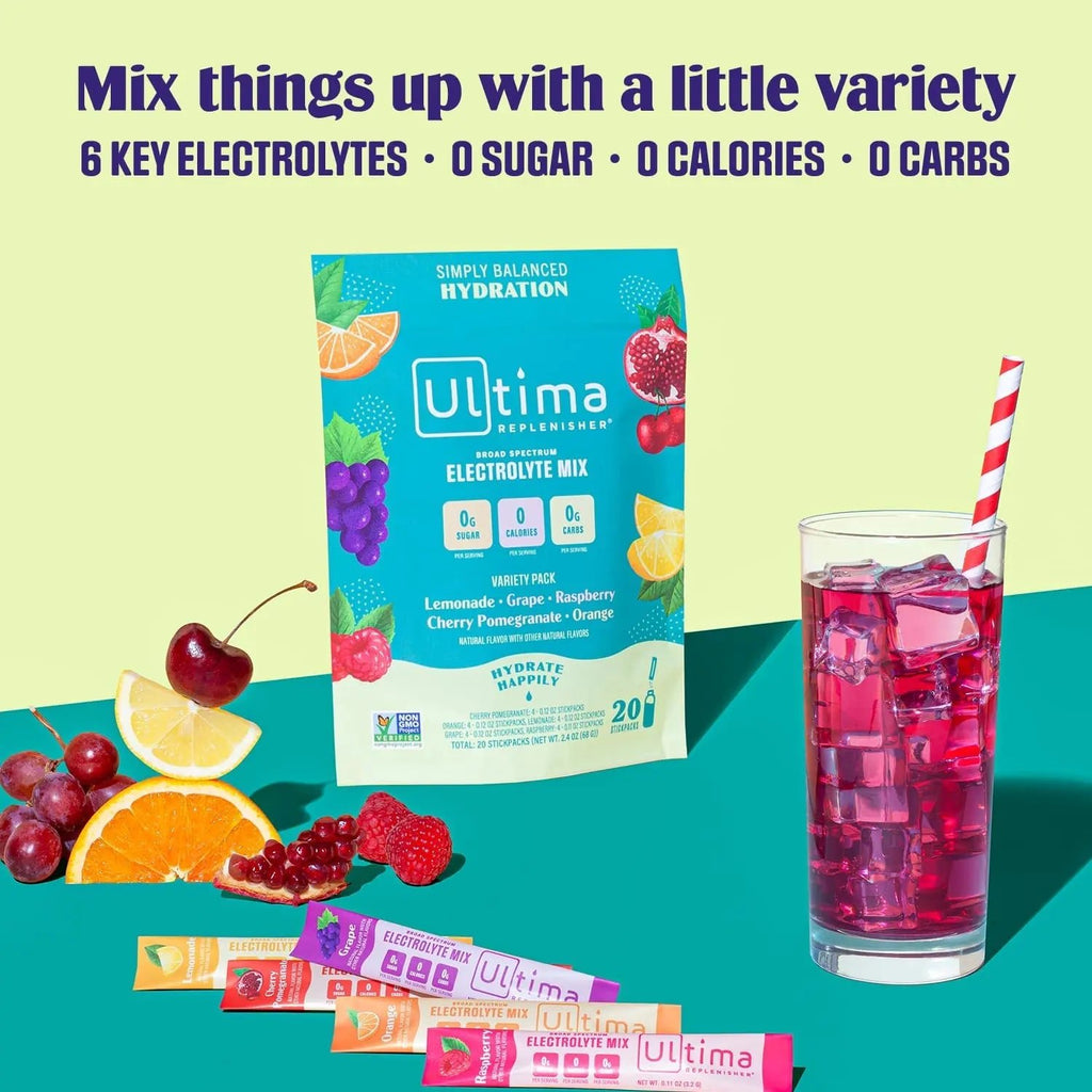 Ultima Replenisher Daily Electrolyte Drink Mix – Original Variety, 20 Stickpacks – Hydration - TrustMedUSA