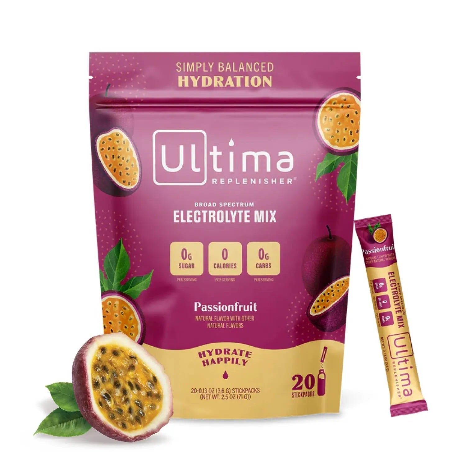 Ultima Replenisher Daily Electrolyte Drink Mix – Passionfruit, 20 Stickpacks – Hydration - TrustMedUSA