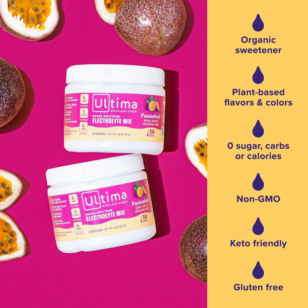 Ultima Replenisher Daily Electrolyte Drink Mix – Passionfruit, 30 Servings – Hydration - TrustMedUSA