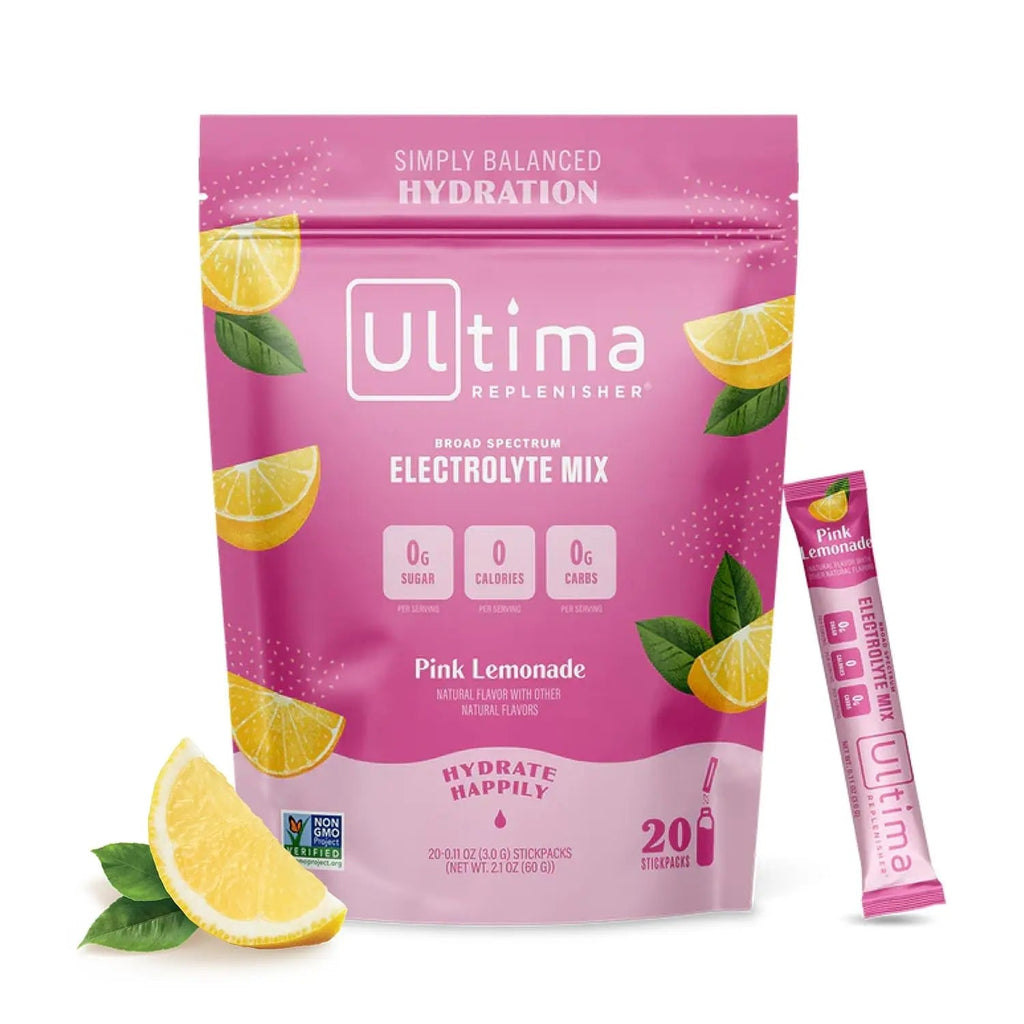 Ultima Replenisher Daily Electrolyte Drink Mix – Pink Lemonade, 20 Stickpacks – Hydration - TrustMedUSA