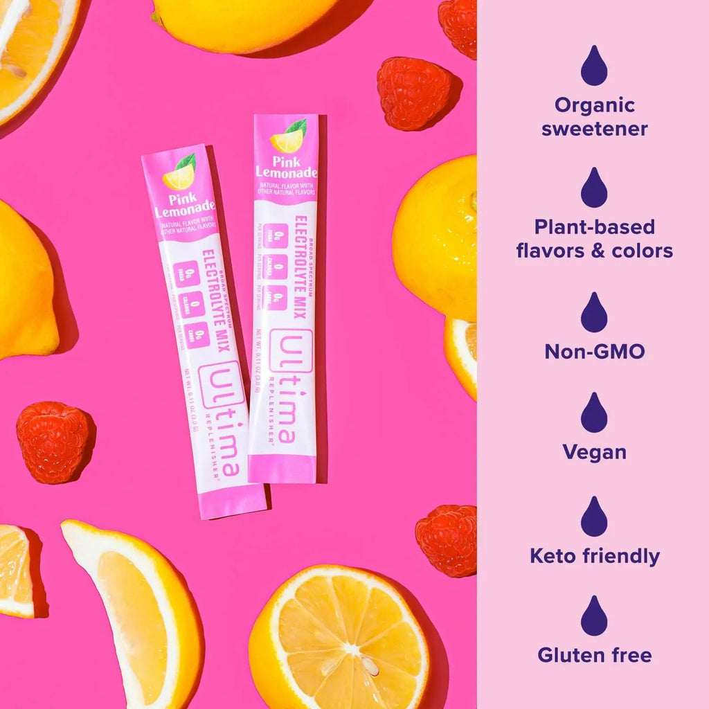 Ultima Replenisher Daily Electrolyte Drink Mix – Pink Lemonade, 20 Stickpacks – Hydration - TrustMedUSA